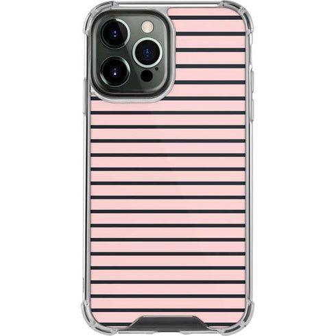 Pink and Black Stripes iPhone 13 Pro Max Clear Case